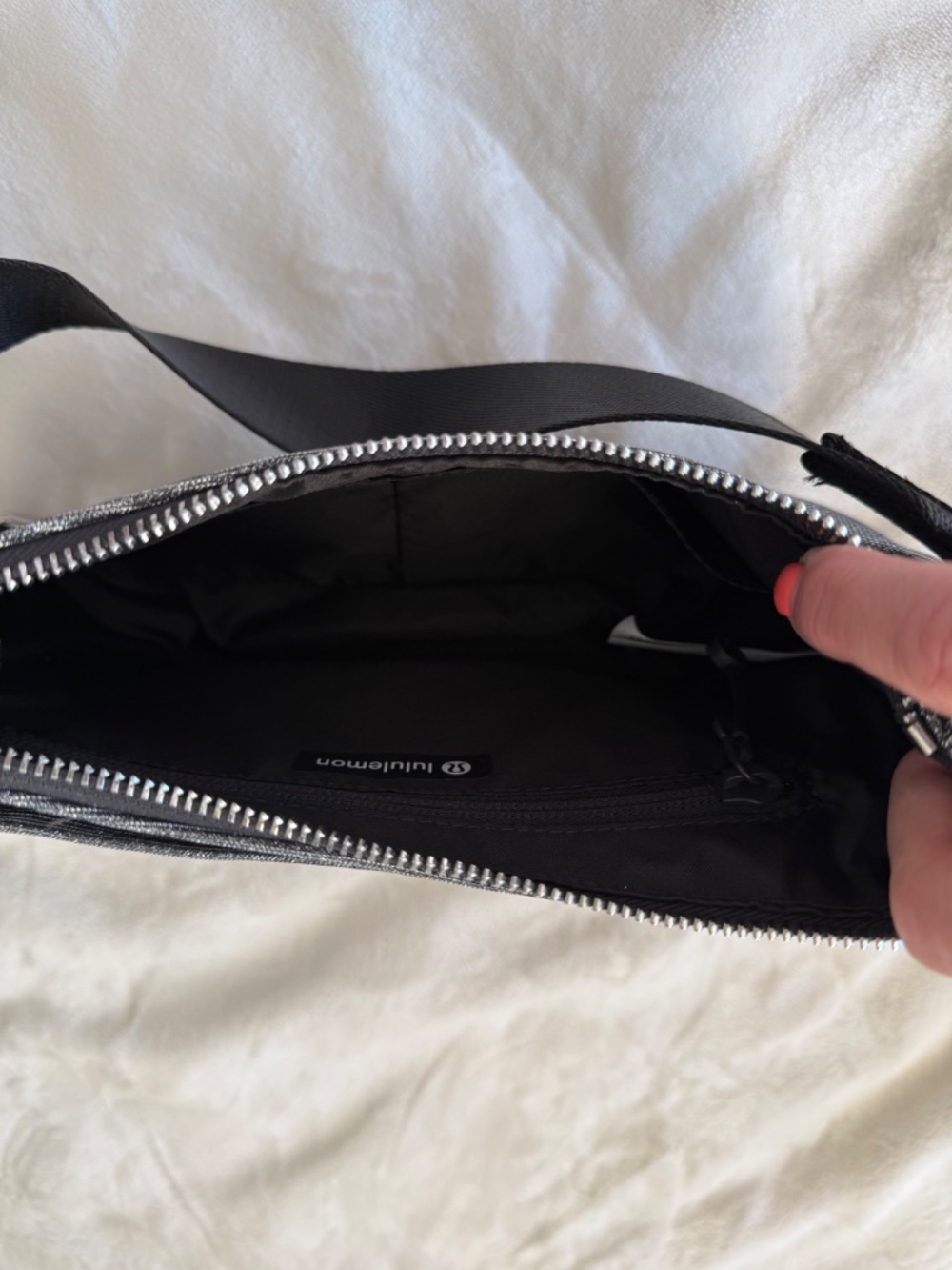 NWT Lululemon City Essentials Small Shoulder Bag Glitter Silver Crossbody Purse - Picture 6 of 6